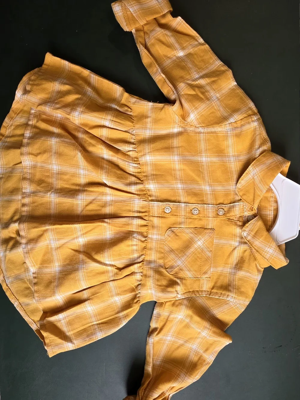 OshKosh B'gosh Girls' Mustard Plaid Long-Sleeve Peplum Top